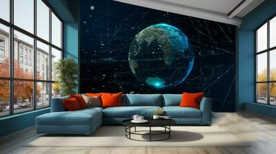 科学と近未来　青い地球　グローバルネットワーク Wall mural